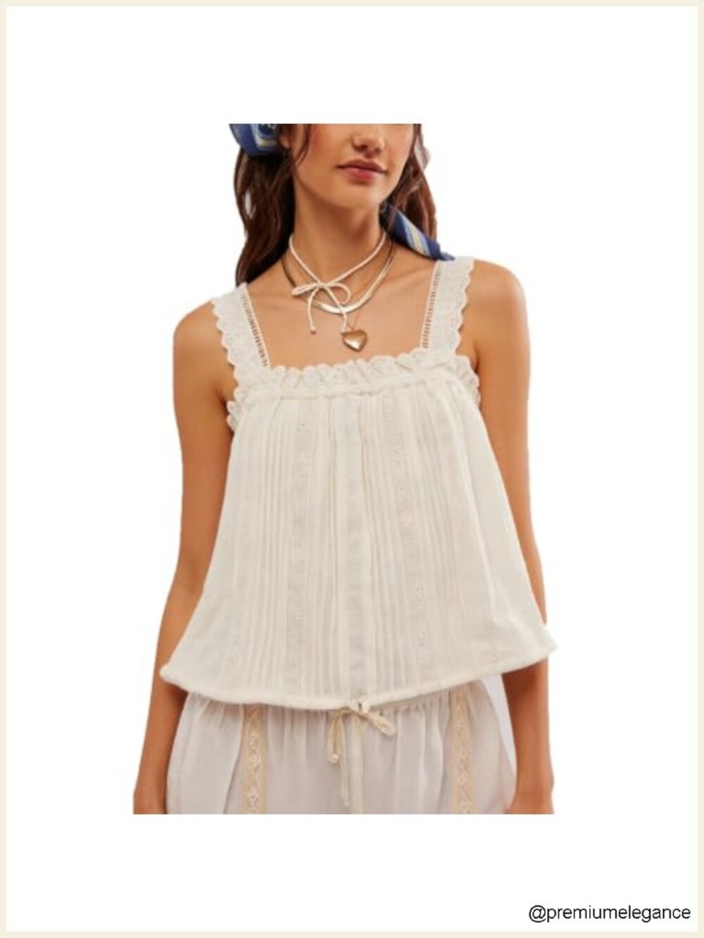 Y2K Lace Patchwork Tank Top Pleated Ruffle Hem Babydoll Crop Vest